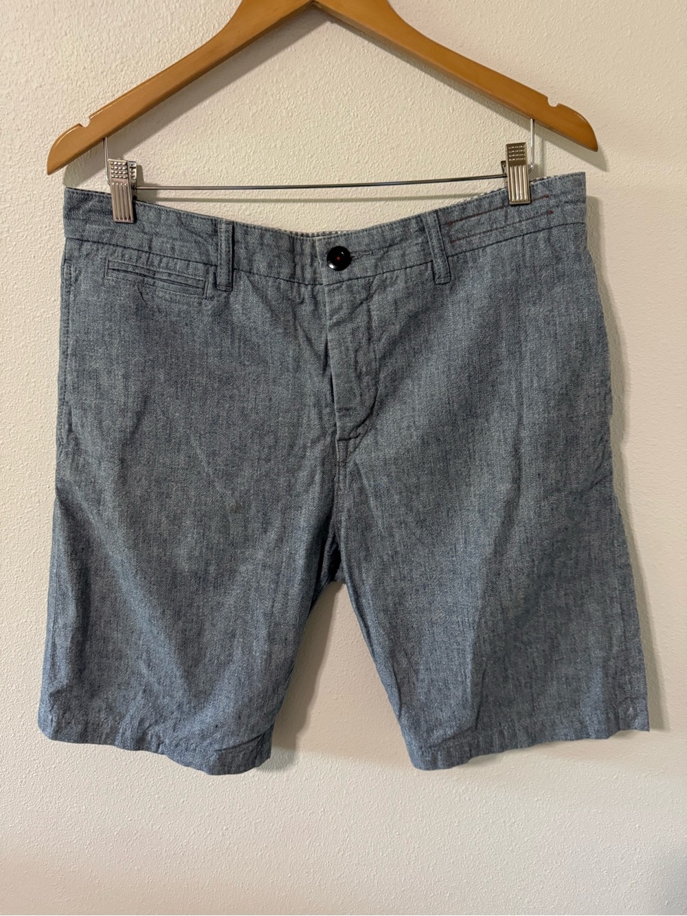 Hiroshi Kato Rinsed Blue Selvedge Chino Shorts Blue 9” Japanese Denim USA-33